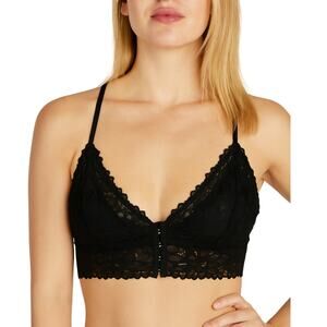 Aerie Sunkissed Lace Triangle Bralette True Black Longline Adjustable Small NWT